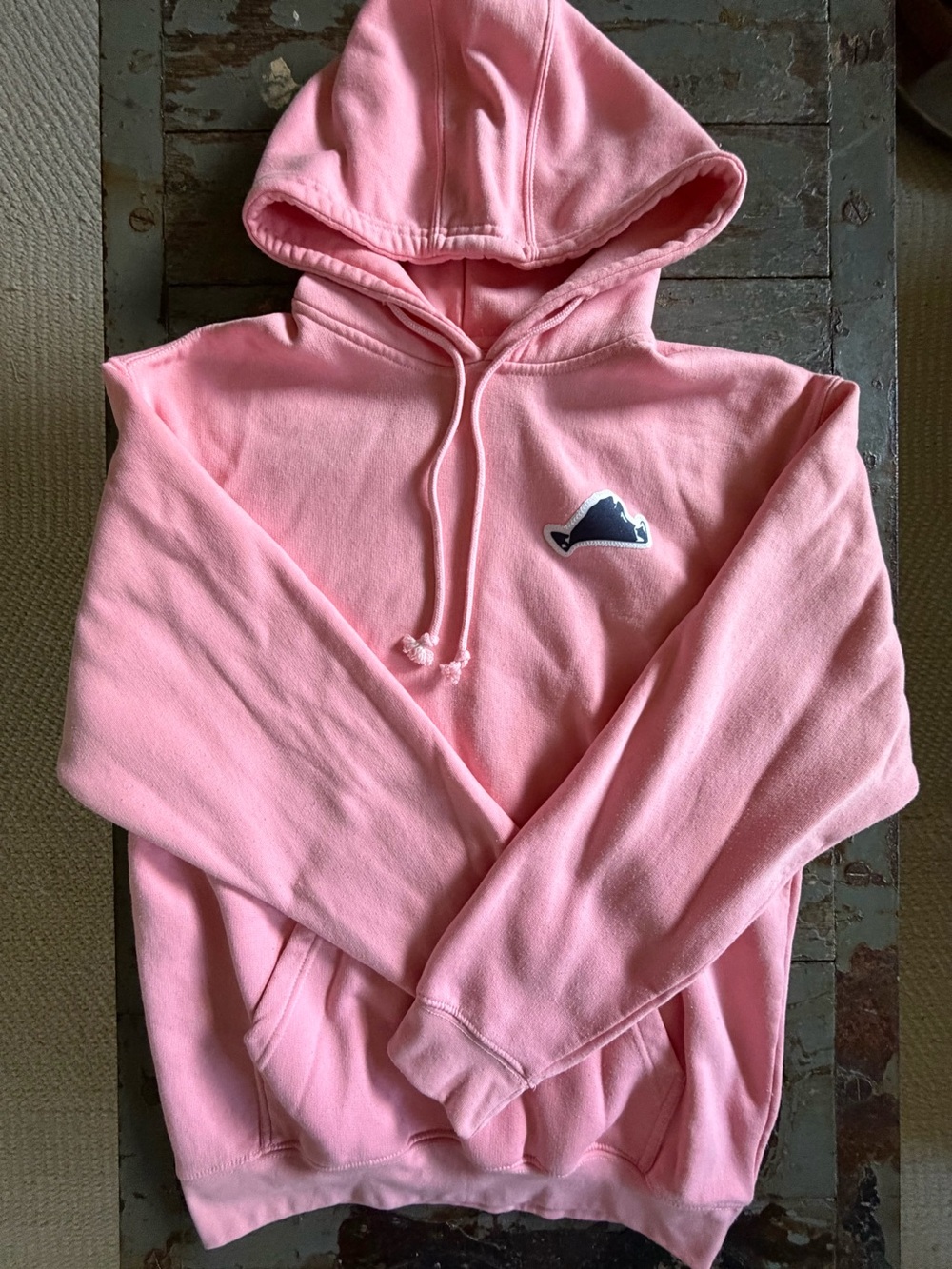 BROdenim Pink Hoodie with Martha’s Vineyard Patch & Vineyard Smiley on Back